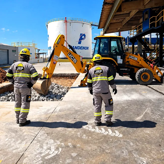 Equipe da JRP em obra civil dentro de terminal de combustível